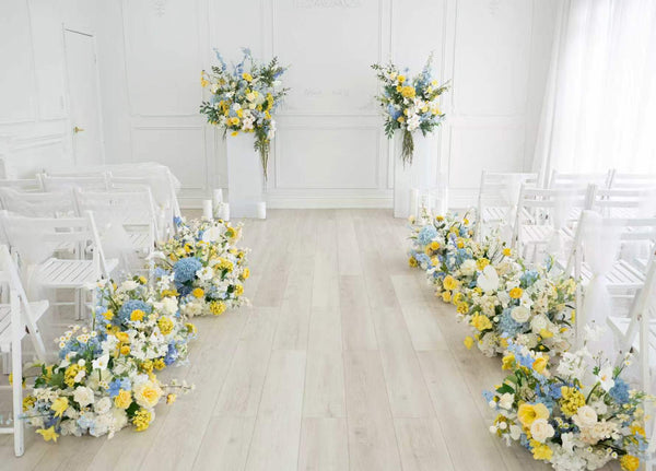 Pillar Style Faux Flower For Rental Blue Lemonade