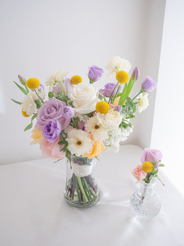 新娘捧花Pastel Whimsy ---新娘手捧柔彩淡紫柔黄系列