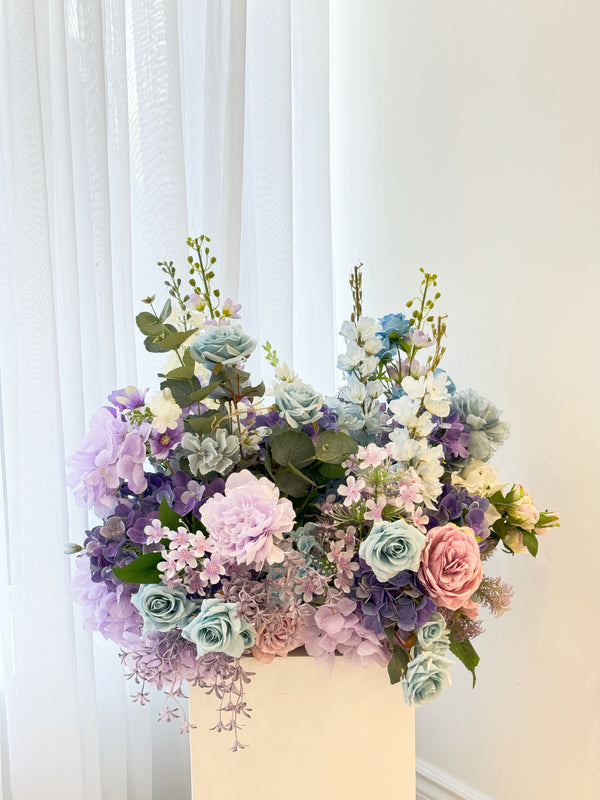 Silk flower Centrepieces for Rental (lavender and blue)- 绢花桌花 2-3ft (蓝紫色)
