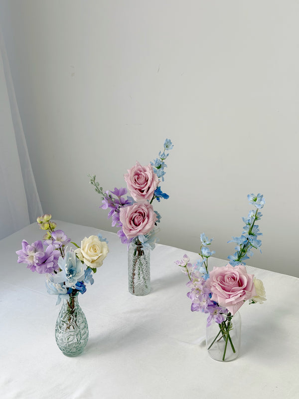 Faux Bud Vase Flower Arrangement (3 Pieces per Set) Classic Lavender Blush Rental
