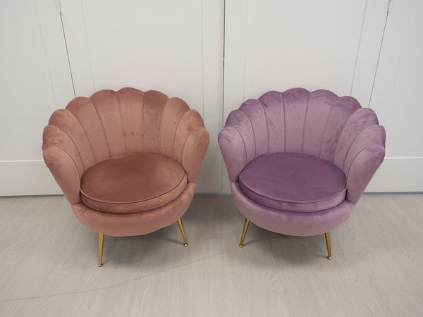 Velvet Scalloped Chair -Purple or Peach (00299050) - 圆形沙发