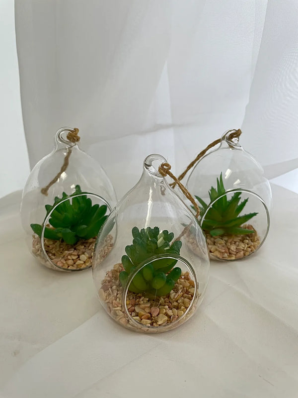 Hanging Glass Terrarium Planter Set of 3 (00199a) -玻璃微型花园