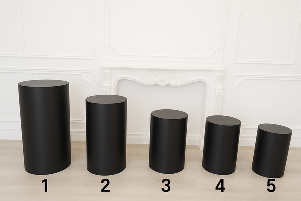 Black Cylinder Pedestal （A set of 5）黑色圆柱展示台（一套五个）
