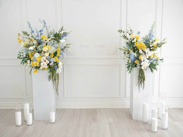 Pillar Style Faux Flower For Rental Blue Lemonade