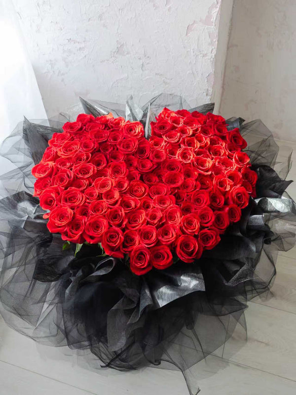 绯红誓言（99朵心形玫瑰）-焰誓