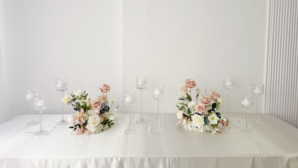 Faux Centrepiece (12 inches) Classic Pure White Dusty Blush Rental