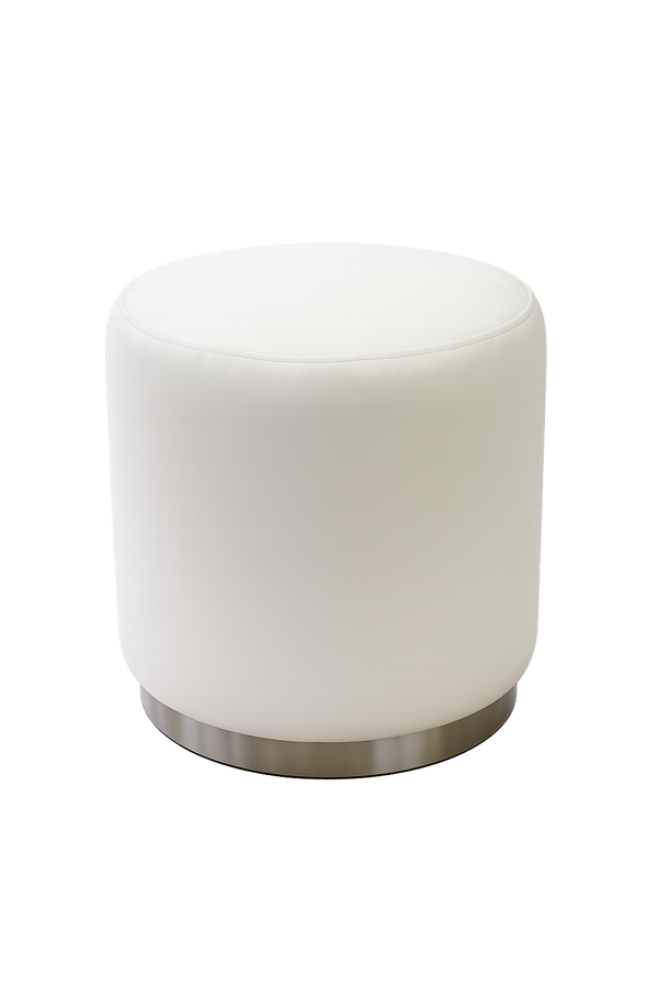 Modern White Round Ottoman For Rental