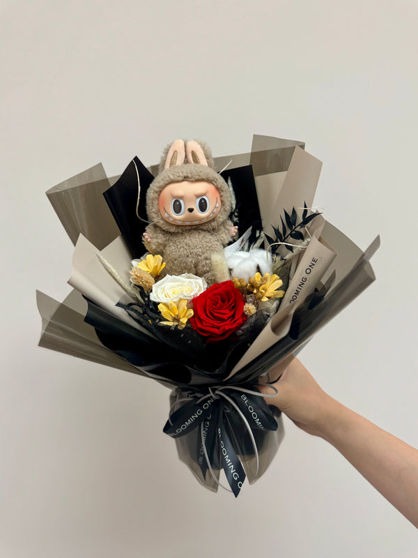 Labubu Preserved Roses Bouquet  Toffee - Labubu Toffee 永生花花束