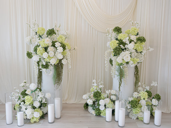 Pillar Style Faux Flower For Rental Garden White