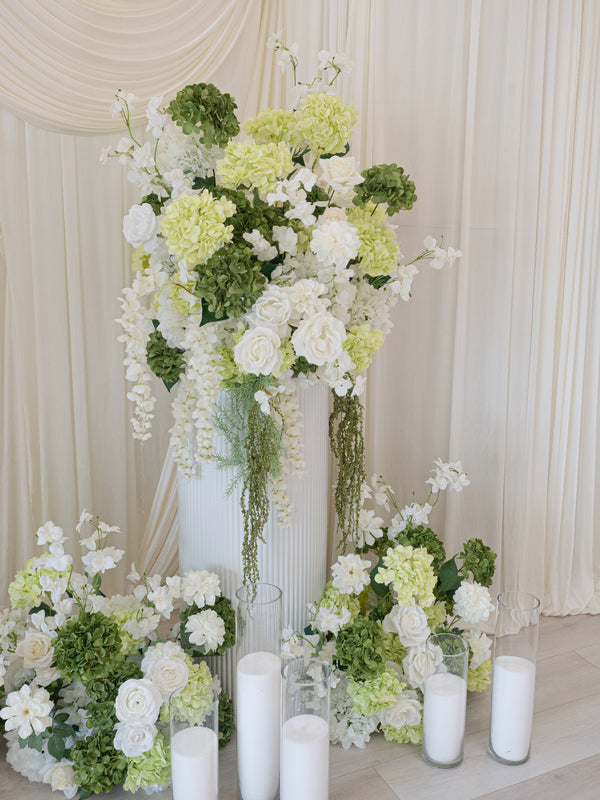 Pillar Style Faux Flower For Rental Garden White