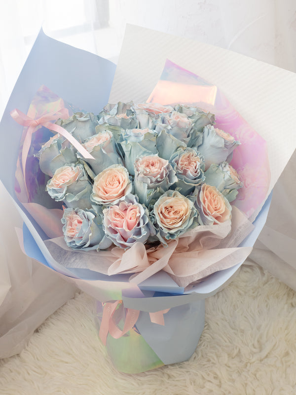 Valentine's Day Premium Sweet baby blue Tinted Rose Bouquet - Starveil - 2026 情人节 星空