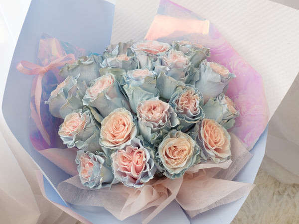 Valentine's Day Premium Sweet baby blue Tinted Rose Bouquet - Starveil - 2026 情人节 星空