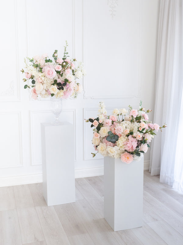 Elegant Floral Stands Pink and White