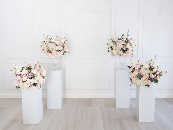 Elegant Floral Stands Pink and White