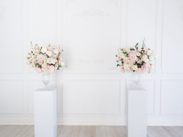 Elegant Floral Stands Pink and White