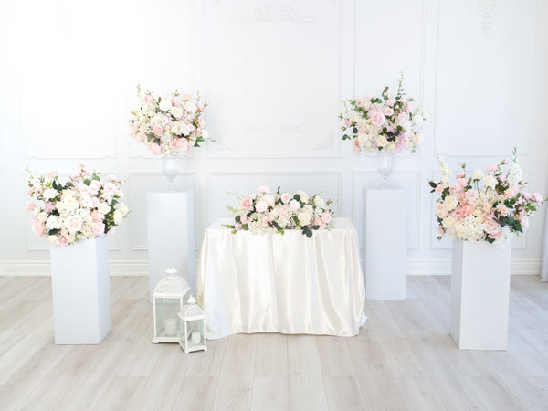 Elegant Floral Stands Pink and White