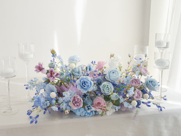 Faux Headtable Flower (24 inches) Arrangement Classic Lavender Blue Rental ---绢花主桌花24寸经典蓝紫梦境租赁