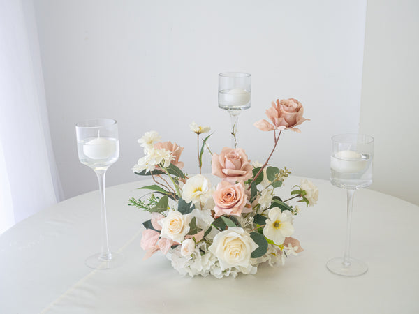 Faux Centrepiece (12 inches) Classic Pure White Dusty Blush Rental