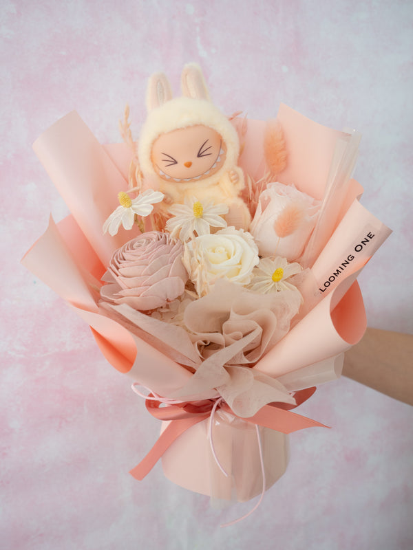 Labubu Preserved Roses Bouquet Pastel Bunny Bloom - Labubu坐坐系列甜丝丝永生花花束