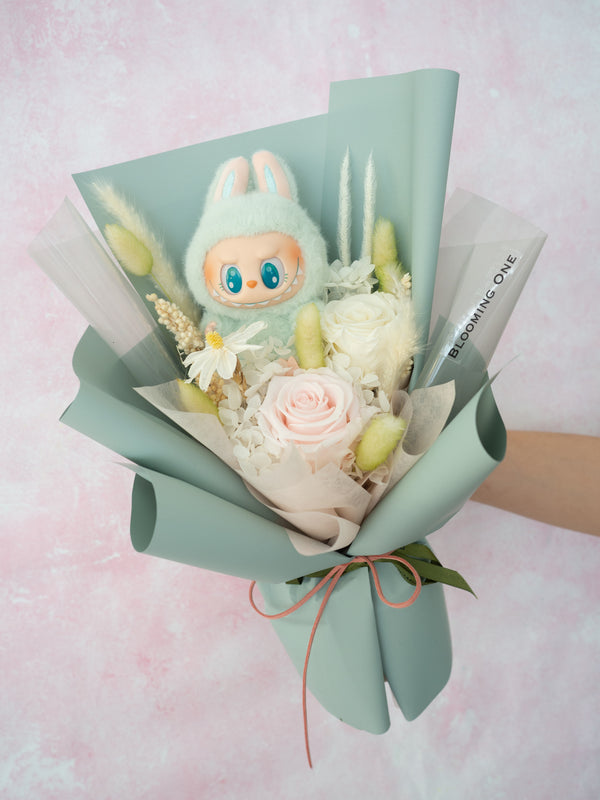 Labubu Preserved Roses Bouquet - Labubu坐坐系列委屈屈永生花花束