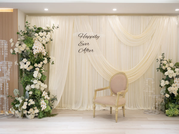 Wedding White Drape backdrop with uplight (Rental)