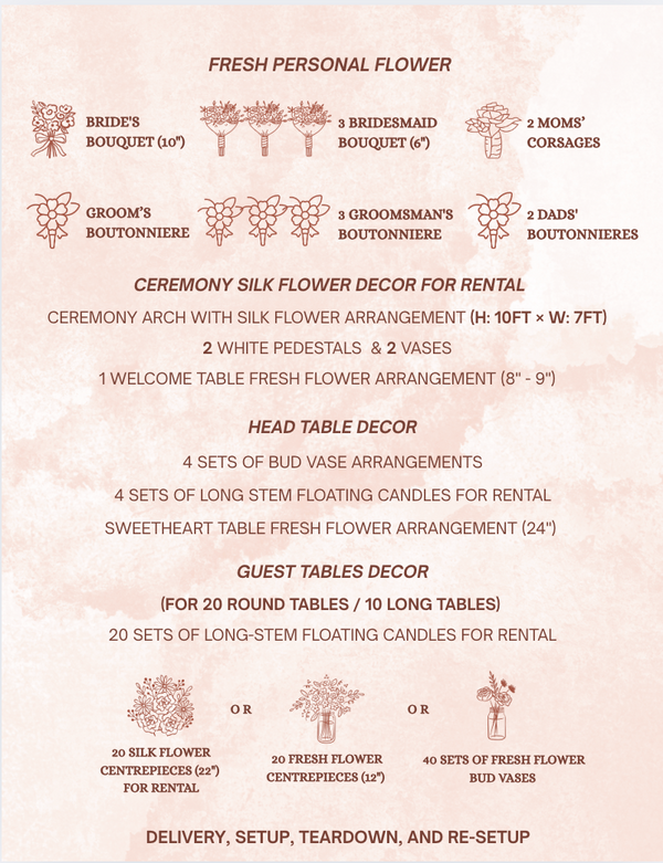 Signature Ceremony+Reception Package for 200ppl   经典婚礼仪式+宴会布置套餐 200位宾客