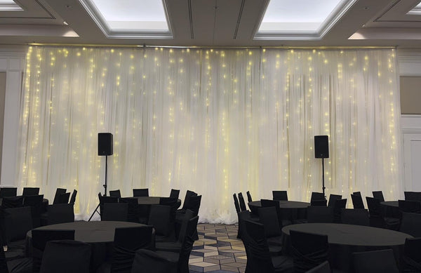 Wedding White Drape backdrop with uplight (Rental)