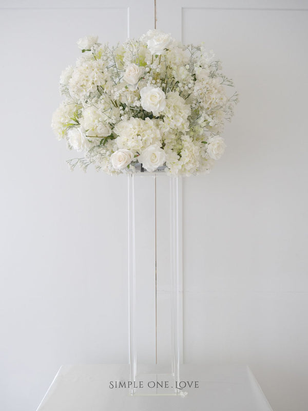 White Rose & Baby's Breath Flower Arrangement