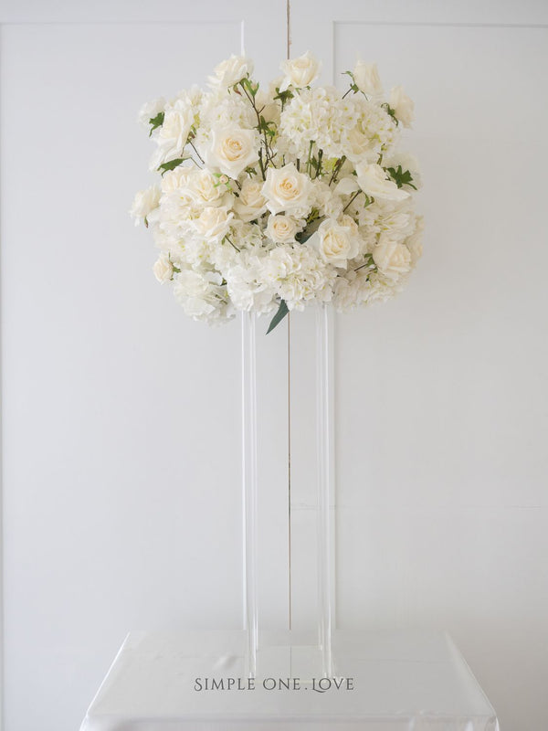 White Rose & Hydrangea Flower Arrangement