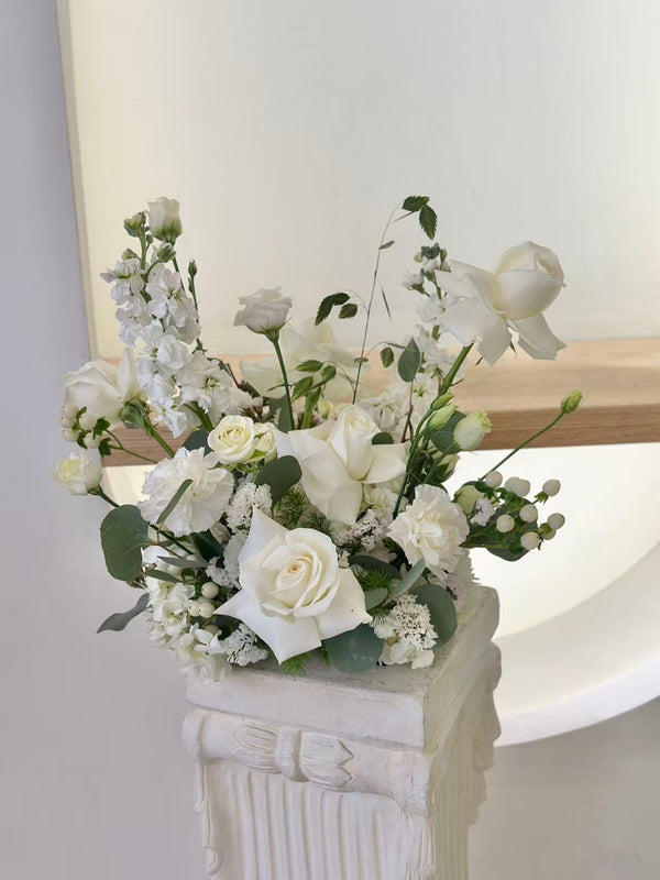 Centrepiece Classic Garden White 12 inches - 桌花经典白绿12寸