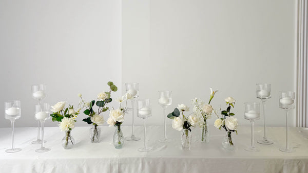 Faux Bud Vase Flower Arrangement (3 Pieces per Set) Classic Garden White Rental