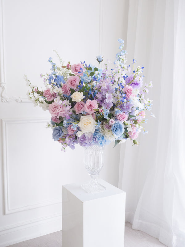 Faux Centerpiece Classic Lavender Blue Rental -绢花桌花经典蓝紫梦境租赁