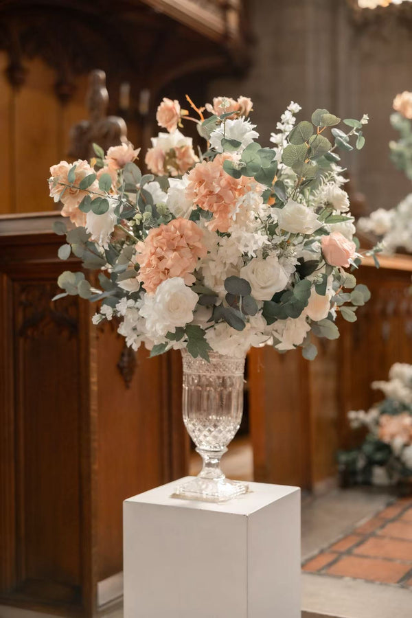 Classic Garden white arch with dusty pink
