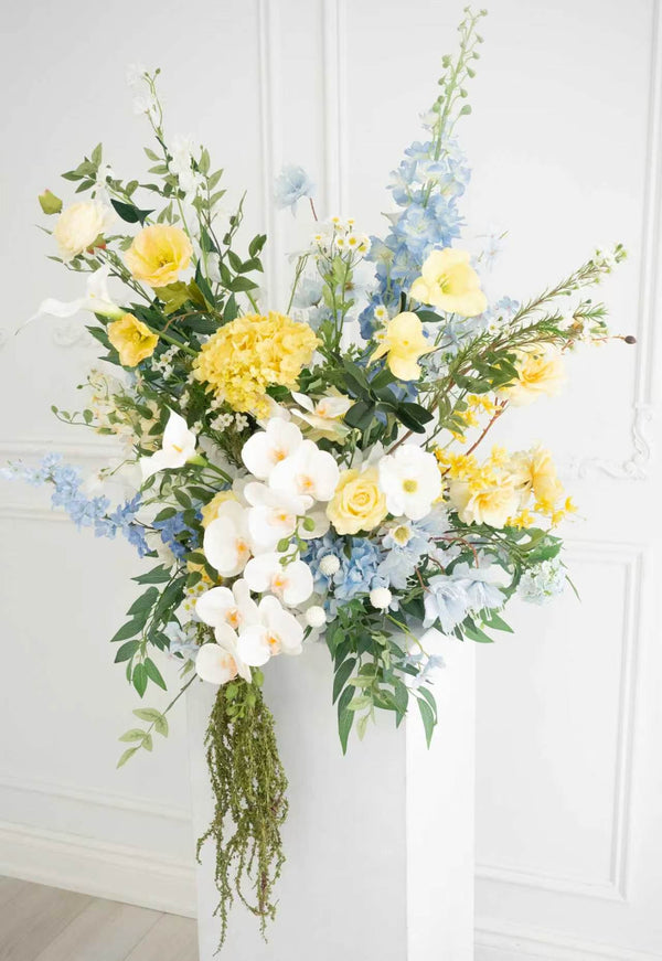 Pillar Style Faux Flower For Rental Blue Lemonade