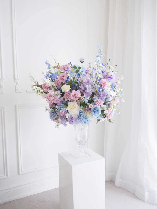 Faux Centerpiece Classic Lavender Blue Rental -绢花桌花经典蓝紫梦境租赁