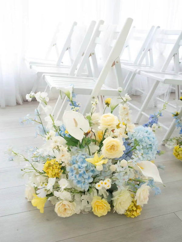 Pillar Style Faux Flower For Rental Blue Lemonade