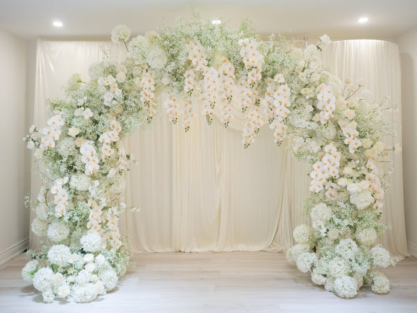 Pure White Half Bloom Arch Rental