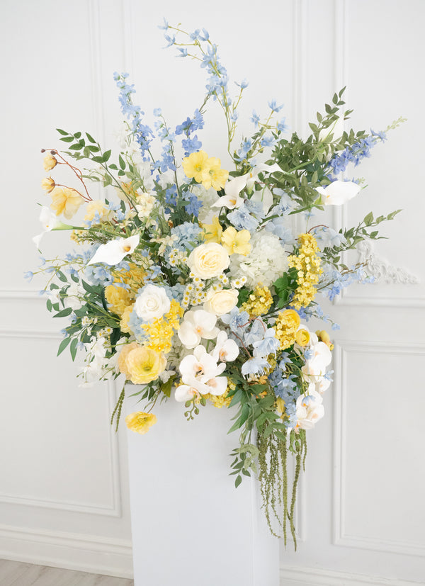 Pillar Style Faux Flower For Rental Blue Lemonade